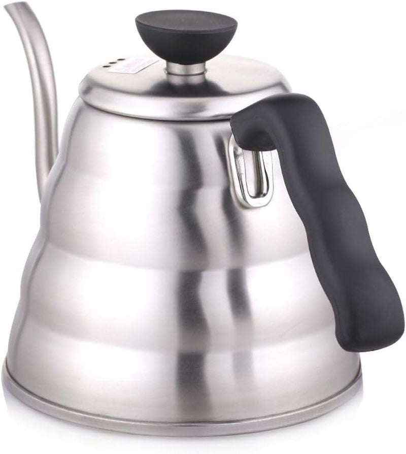 Hario Buono Wasserkocher 1.0 Liter / V60 Coffe Drip Kettle 1.0 Litres, M M Stainless Steel, Silver,