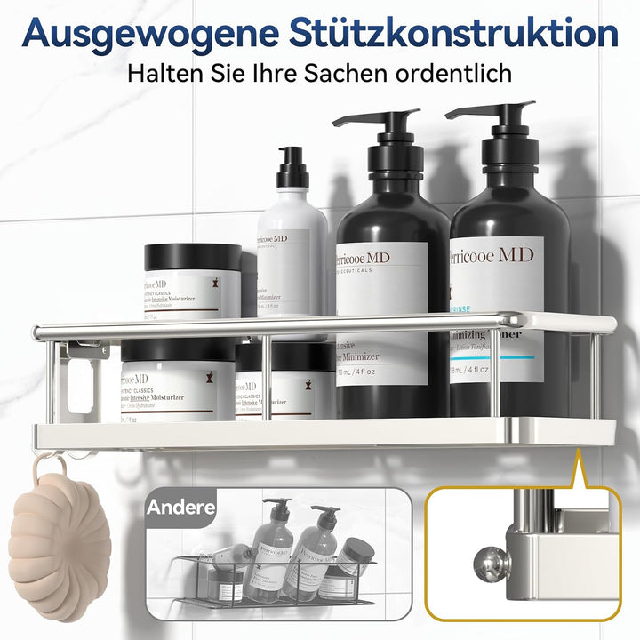 YASONIC Duschablage Ohne Bohren, 3 Stück Rostfreie Badezimmer Organizer, Schnelltrocknender Duschreg