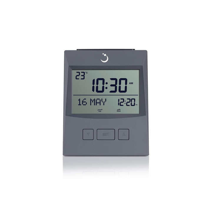 ALFAJR Azan Clock CS-13 Tischuhr, automatischer Athan Gebetsalarm, Grau