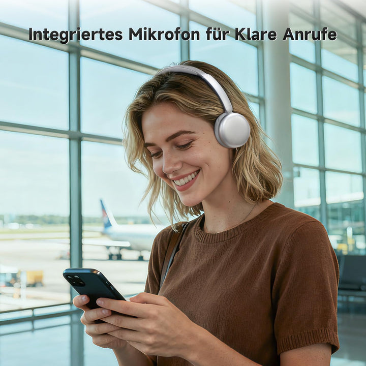 MiniGo Bluetooth Kopfhörer Over-Ear mit 80h Spielzeit, Noise Cancelling Kopfhörer Over Ear/ENC, Blue