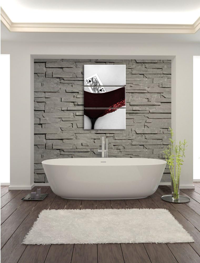 Spielkarte Pik Dame in Höschen von Frau 3-Teiler Leinwandbild 120x80 Bild auf Leinwand