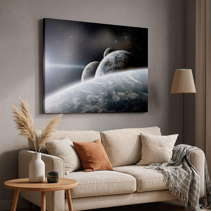 ARTTOR Bilder auf Leinwand 100x70cm Leinwandbild Planeten Kosmos Sterne Gross Wanddeko Bild Schlafzi