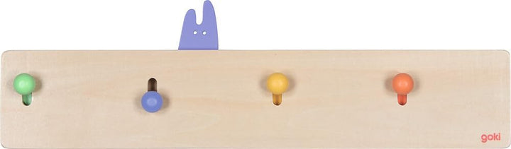 goki 60834 - Garderobe Kuckulino, Kinder-Garderobe mit 4 Kleiderhaken und niedlichen Pop-Up Tiermoti