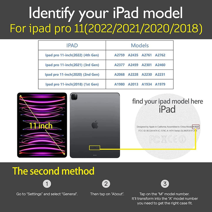 Gexmil Leder Hülle für iPad Pro 11 Zoll 4./3./2./1. Generation 2022/2021/2020/2018 Echt Leder Hülle