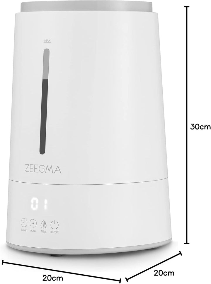 ZEEGMA Vers IONI Luftbefeuchter mit Luftionisierungs- und Aromatherapie-Funktion, 260 ml/h, Hygromet