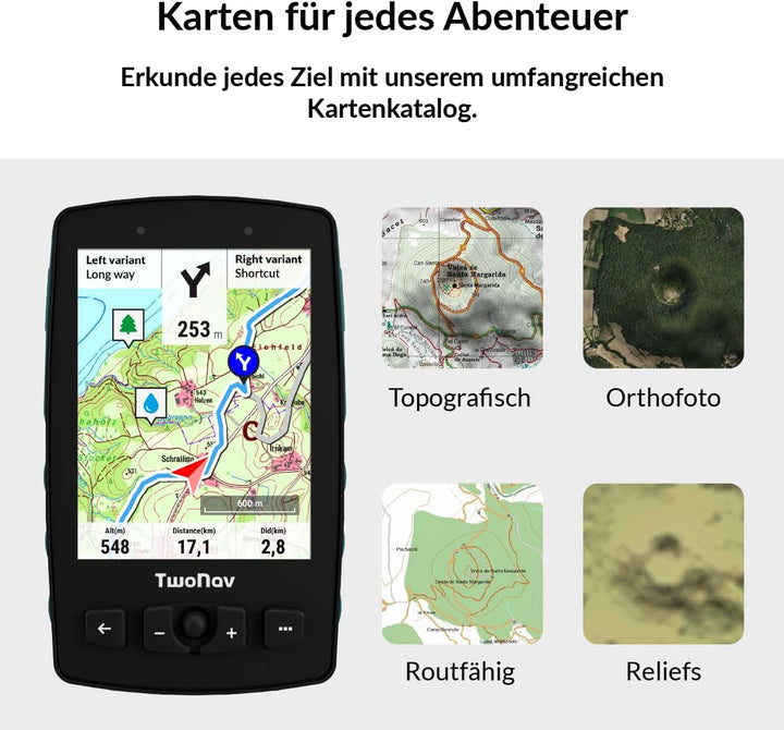 TwoNav Aventura 2 Plus Motor (32 GB) + MicroSD (128 GB) + Karte Full Deutchland BKG Topo 1:25000 ins