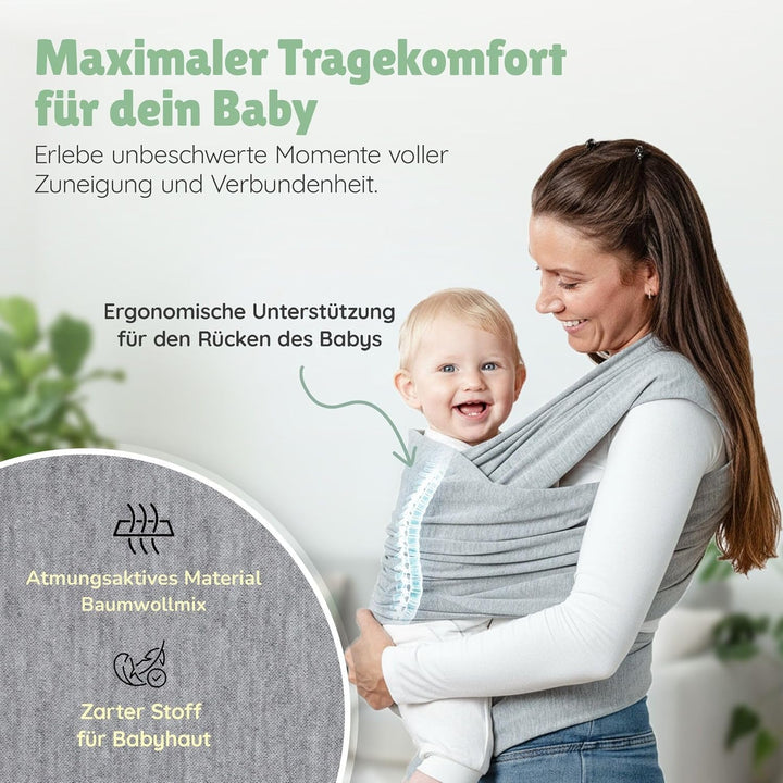 Tragetuch Neugeborene - Elastisches Baby Trage-Tuch ab Geburt, Atmungsaktive & ergonomische Koala-Ba