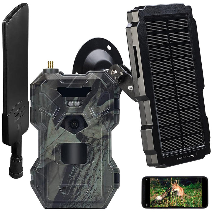 VisorTech 4G-Solar-Wildkamera: 4G/LTE-Akku-Wildkamera mit 2K-Auflösung und Akku-Solarpanel, 5.000 mA