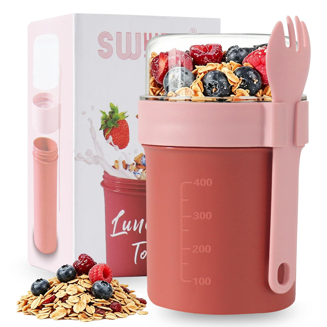 Müslibecher to Go, Joghurtbecher to Go, Müsli to Go Becher (560ML+220ML), Joghurt to Go Becher mit l