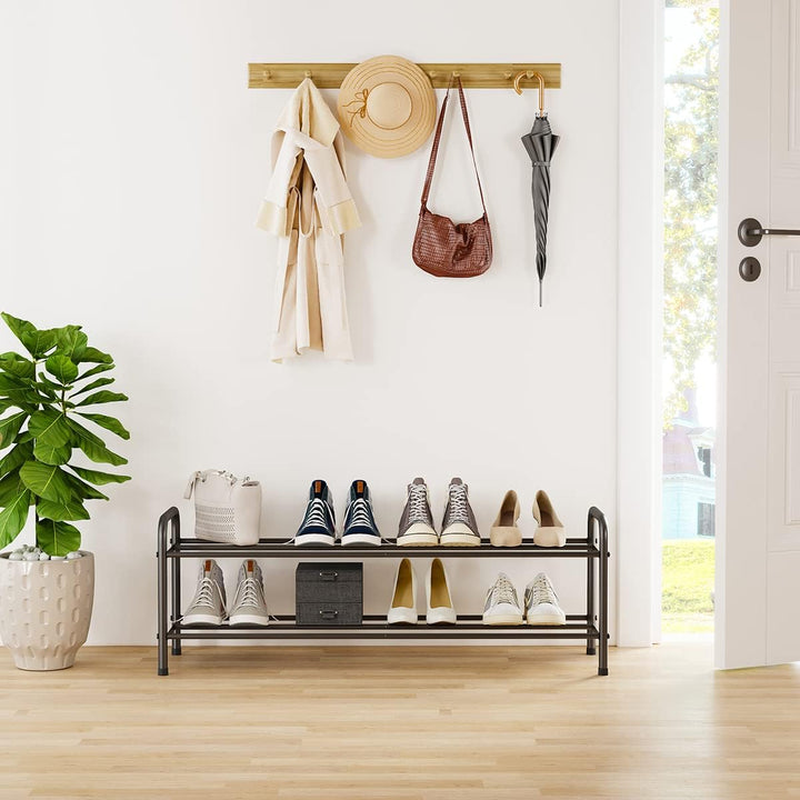 FANHAO Schuhregal, Schuhregale 2 Ebenen Edelstahl, Schuh-Organizer für bis zu 9-12 Paar Schuhe, Schu