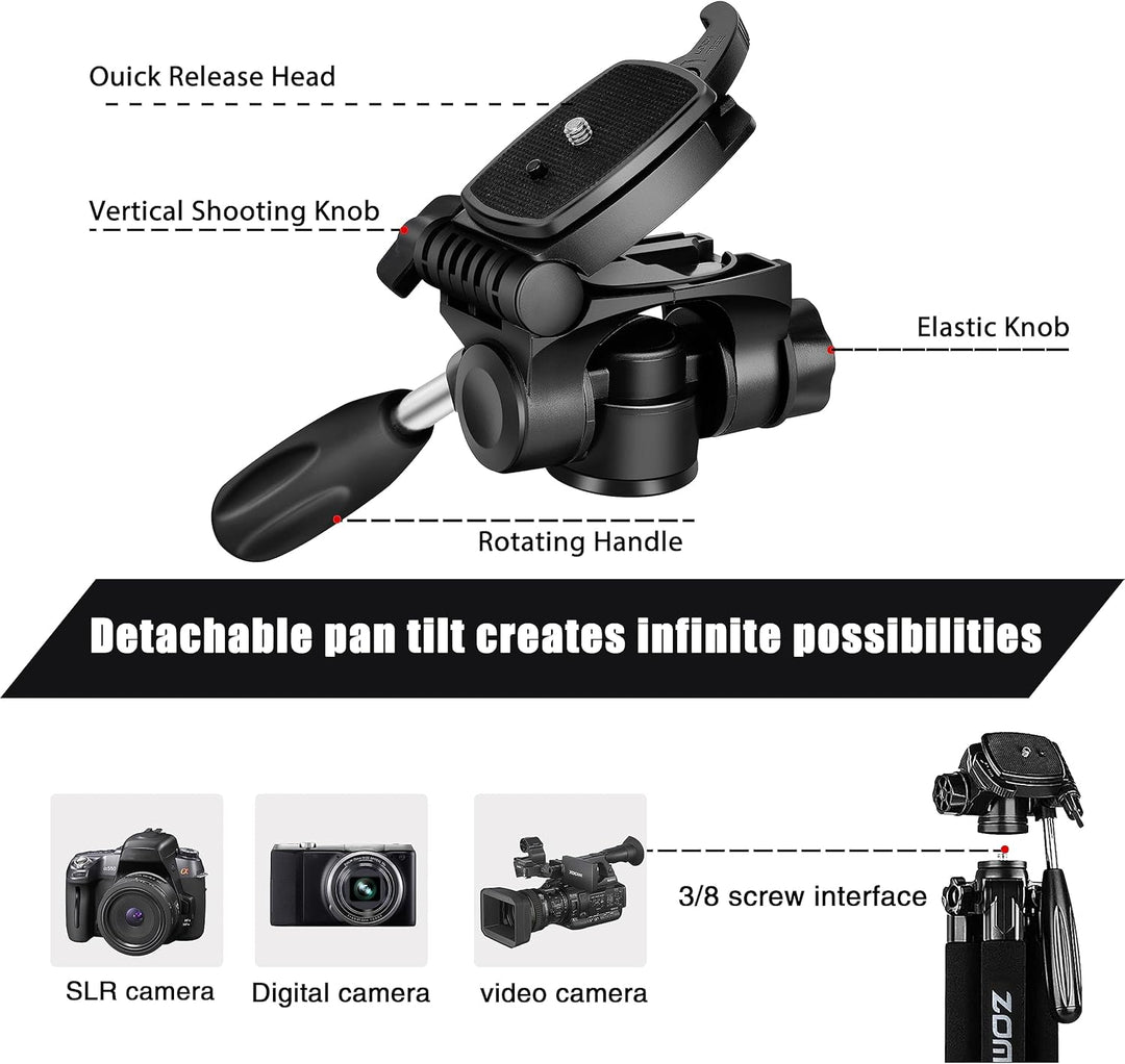 ZOMEi 188cm Stativ Heavy Duty Tall Tripod Stand, Professional Travel Video Tripod Kompatibel mit DSL