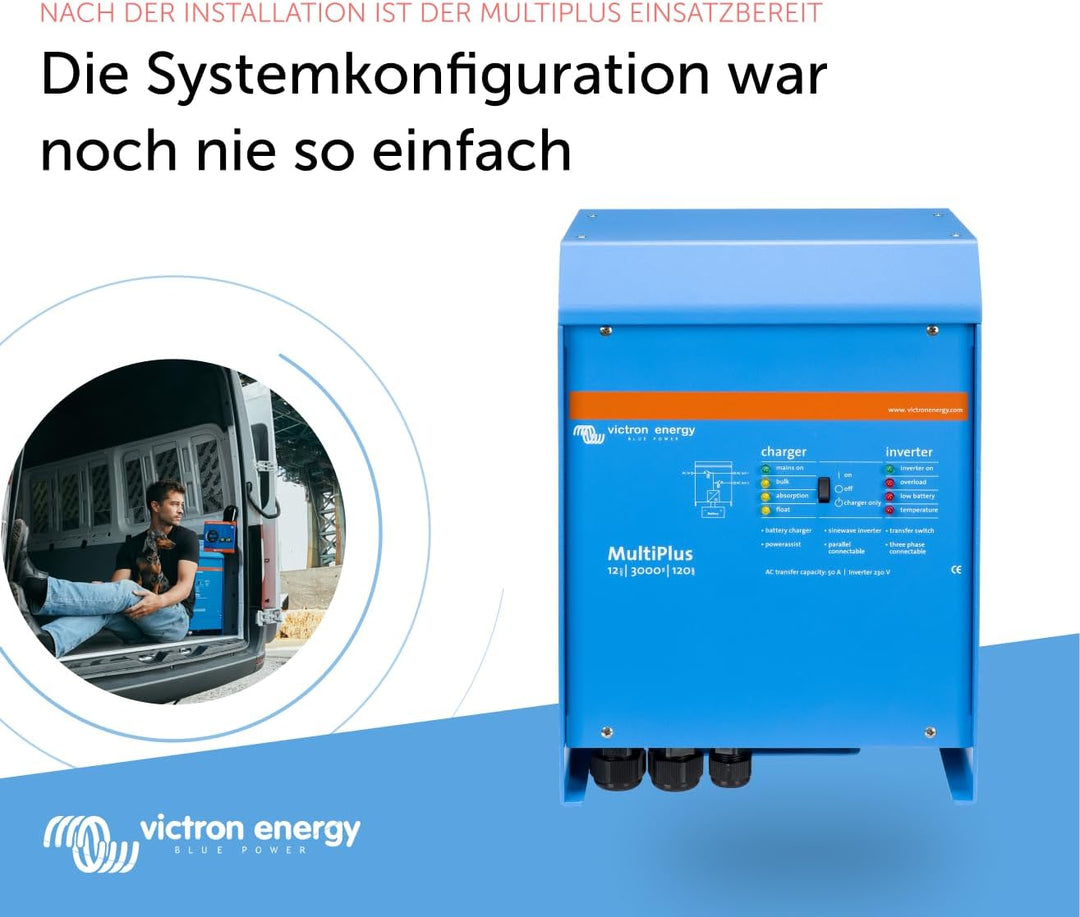 Victron Energy MultiPlus 3000VA 12-Volt 230V Reiner Sinus Wechselrichter 120 Amp Batterie Ladegerät,