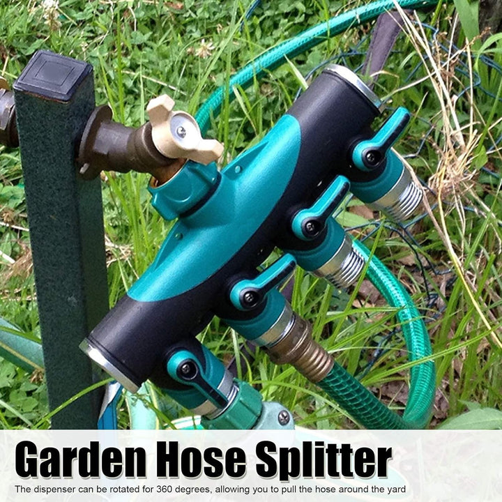 Oumefar Benutzerfreundlicher 4-Wege-Gartenschlauchverteiler ， Schlauchverteiler für Gartenmetallvent