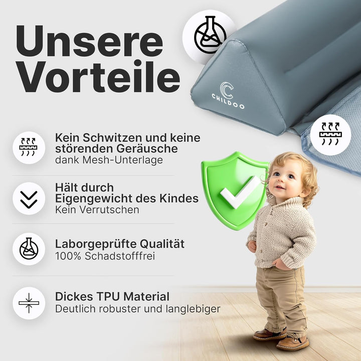 CHILDOO Rausfallschutz Bett aufblasbar Reise [Einzelpack] Bettschutzgitter für Kinder Bettkantenschu