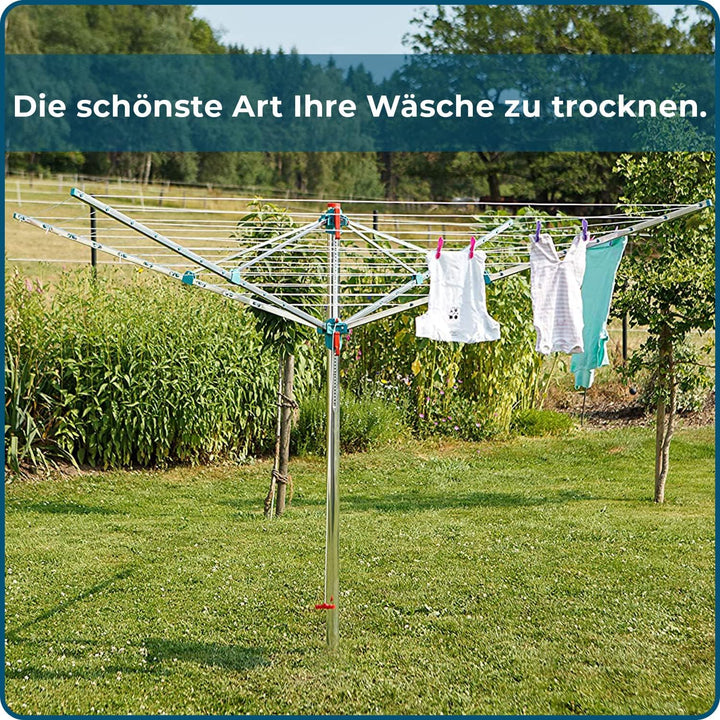 Blome Wäschespinne Standard Medium Plus - Wäscheständer für den Garten inkl. Bodenhülse mit Deckel,