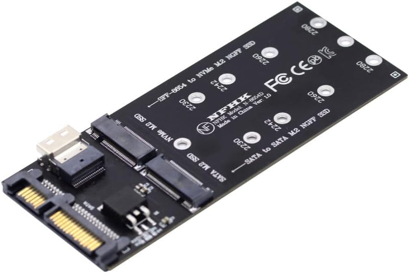 Chenyang M.2 NVME PCIE SSD auf SFF-8654 & NGFF SATA SSD auf SATA 2 in 1 Kombi Adapter für Mainboard