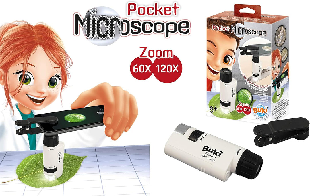Buki France MR200 Taschen-Mikroskop, Weiss, schwarz
