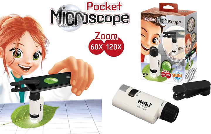Buki France MR200 Taschen-Mikroskop, Weiss, schwarz