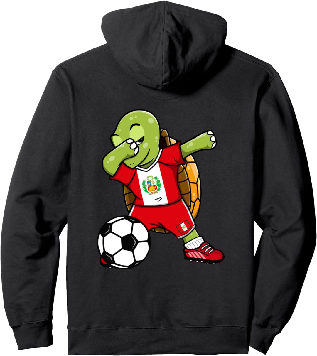 Dab Schildkröte Peru Fussball Mannschaft Peruanische Flagge Pullover Hoodie