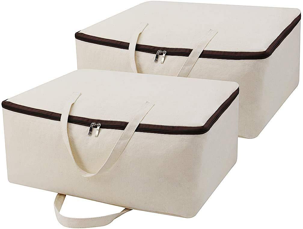 iwill CREATE PRO Atmungsaktive weiche Aufbewahrungstasche aus 100% Baumwolle mit Griffen, Beige, 2 S