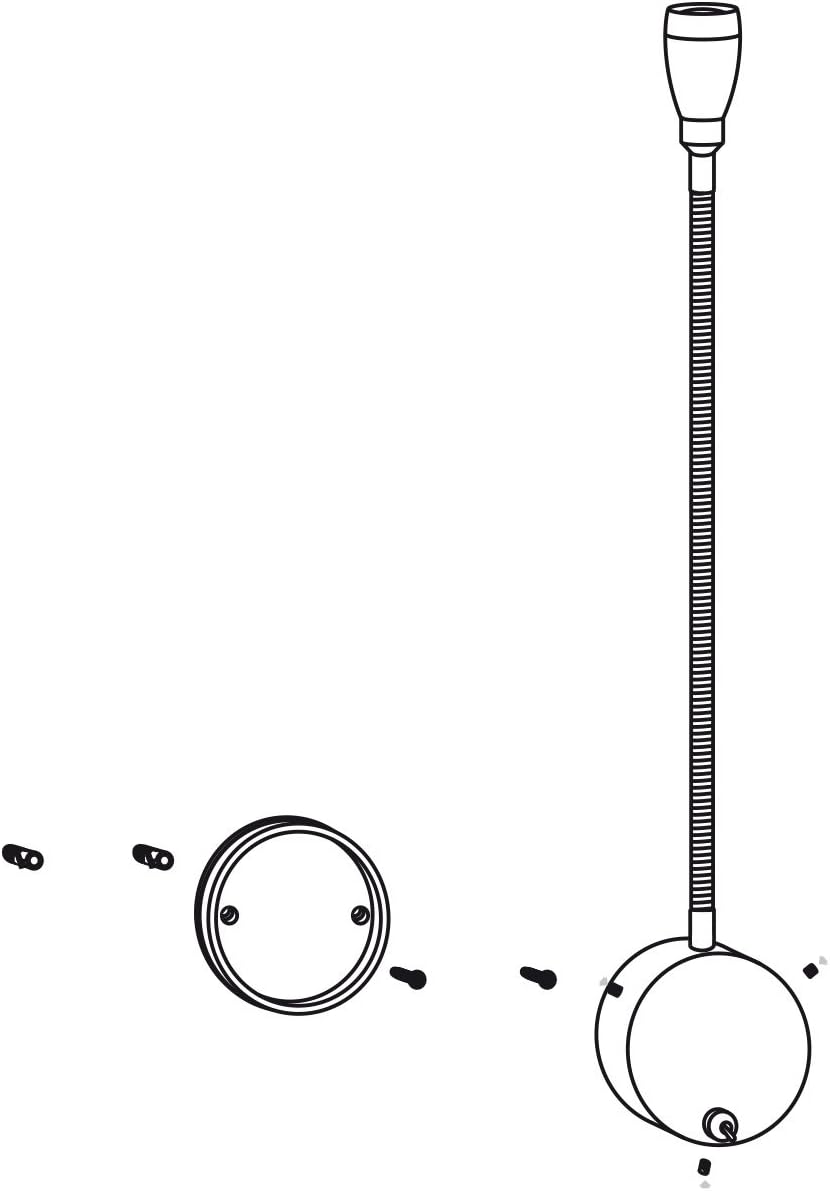 ledscom.de LED Leselampe/Wandleuchte HAN, Schwanenhals, Schalter, Stecker, chrom glänzend, weiss