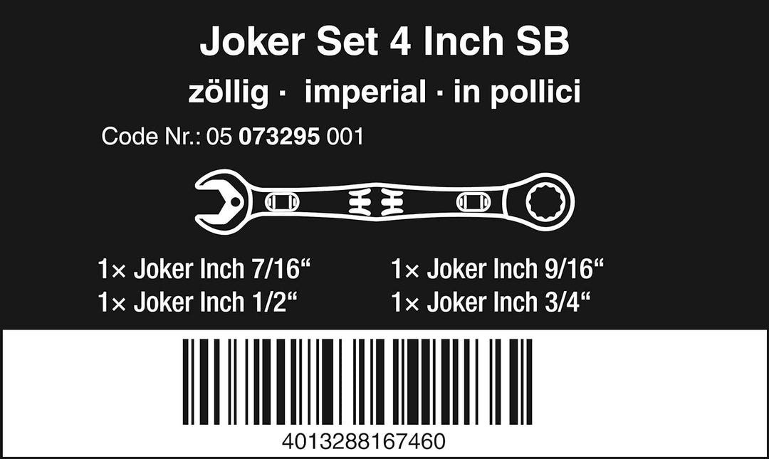 Wera 05073295001 6000 Joker 4 Imperial Set 1, Maul-Ringratschenschlüssel-Satz, zöllig, 4-teilig 4-te