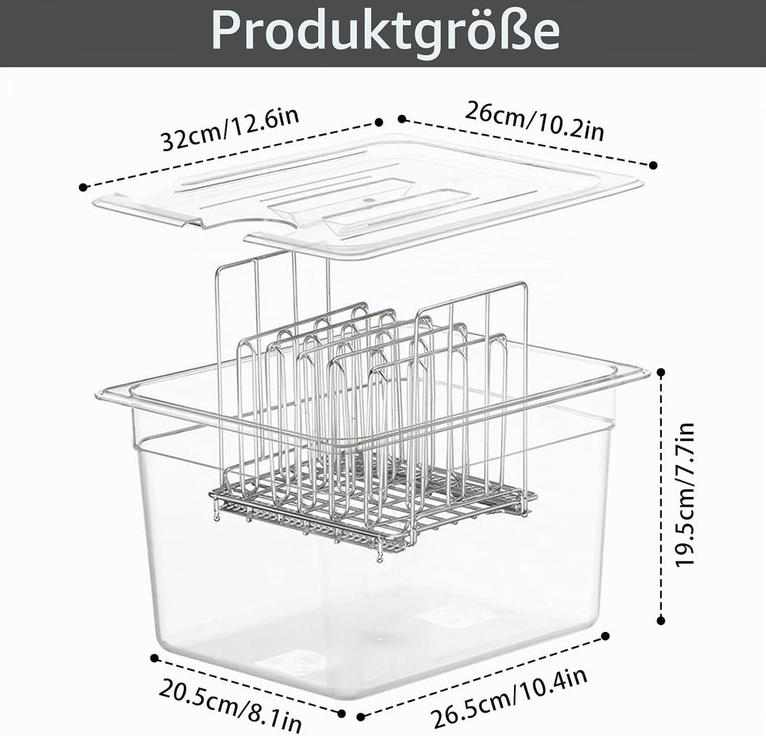 Sous Vide Behälter, 11 L 32,5x26,5x20cm Sous Vide Container mit Deckel und Rack Gastronormbehälter F
