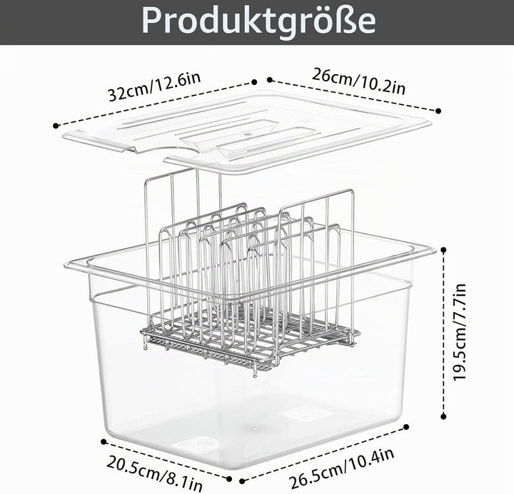 Sous Vide Behälter, 11 L 32,5x26,5x20cm Sous Vide Container mit Deckel und Rack Gastronormbehälter F