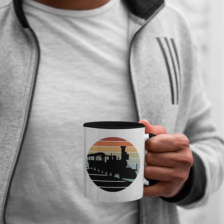 Trendation - Lustige Eisenbahn Tasse für Eisenbahner Geschenk Vintage Grafik (Schwarz), Schwarz