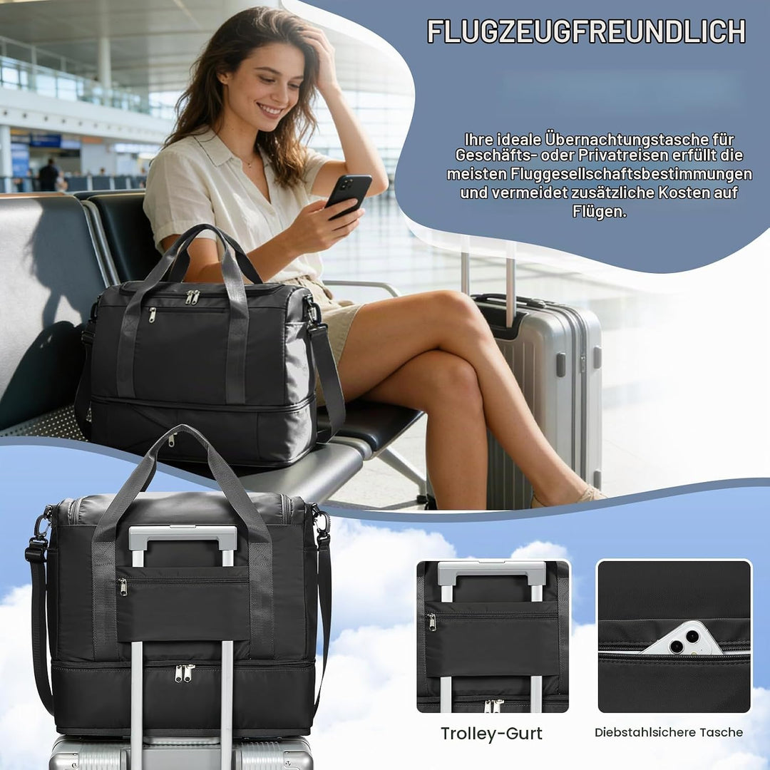 SEAFEW Reisetasche 24L, 40x30x20 Ryanair Handgepäck Tasche für Flugzeug Weekender Sporttasche Damen
