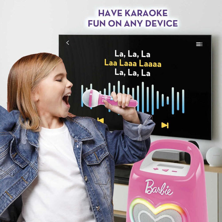 Lisciani - BARBIE PARTYMAKER High Tech Speaker & Microphone - Kinder Karaoke-Set - Mikrofon & Blueto