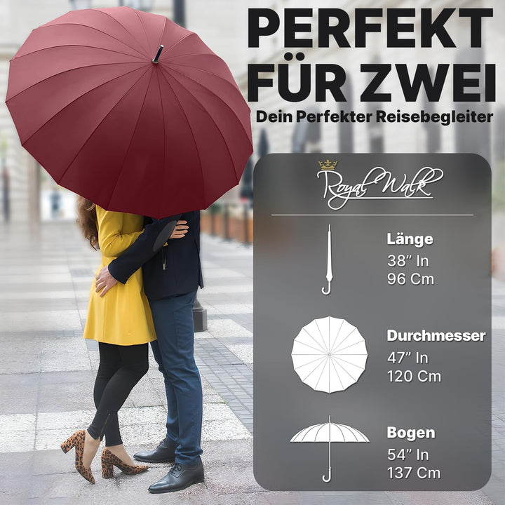 Royal Walk Regenschirm Gross Sturmfest Golf Schirm XXL Stabiler Stockschirm | Grosser Regenschirm fü
