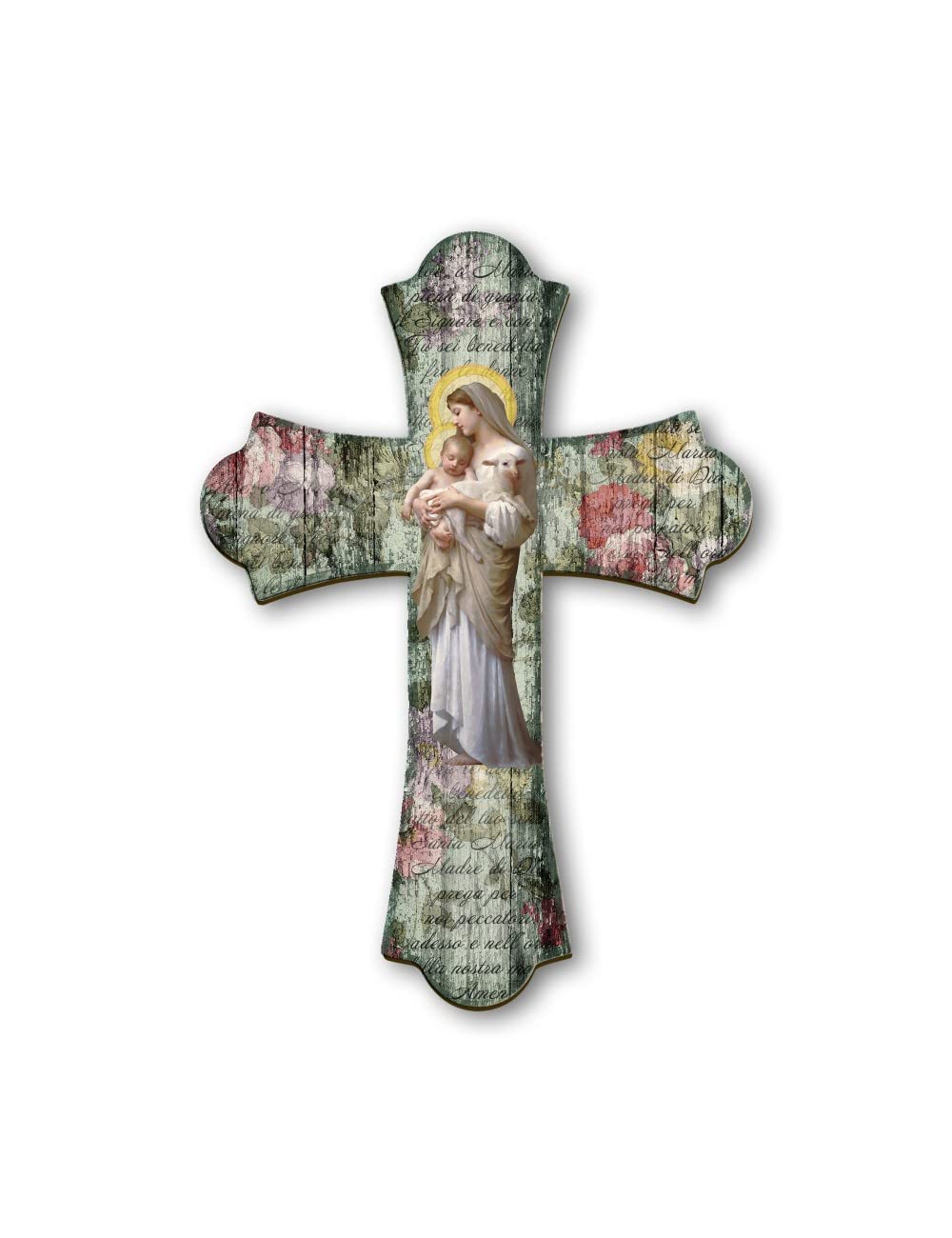Fratelli Bonella | Vintage-Kreuz aus Religiösen Holz der Madonna mit Kind 28 x 40 cm | Made in Italy