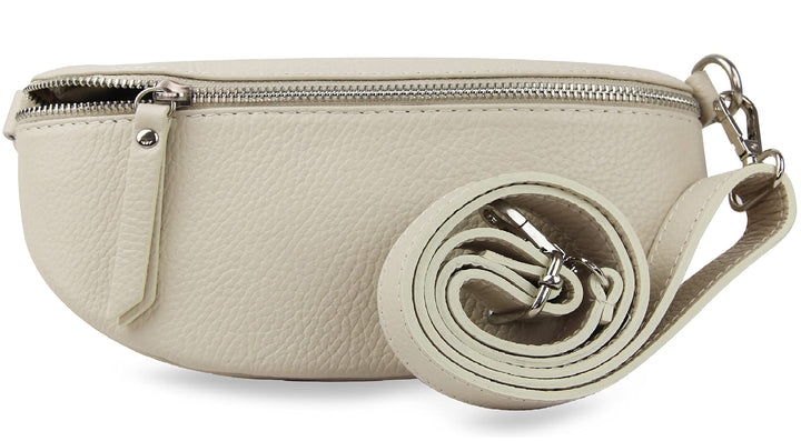 Frentree® Damen Echtleder Umhängetasche, Made in Italy, Crossbody Tasche Schultertasche mit silberne