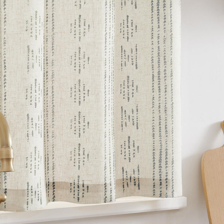 Vangao Scheibengardinen Modern Küche Boho Gestreift Leinenoptik Bistrogardine 2er Set 65Bx60Hcm Geom