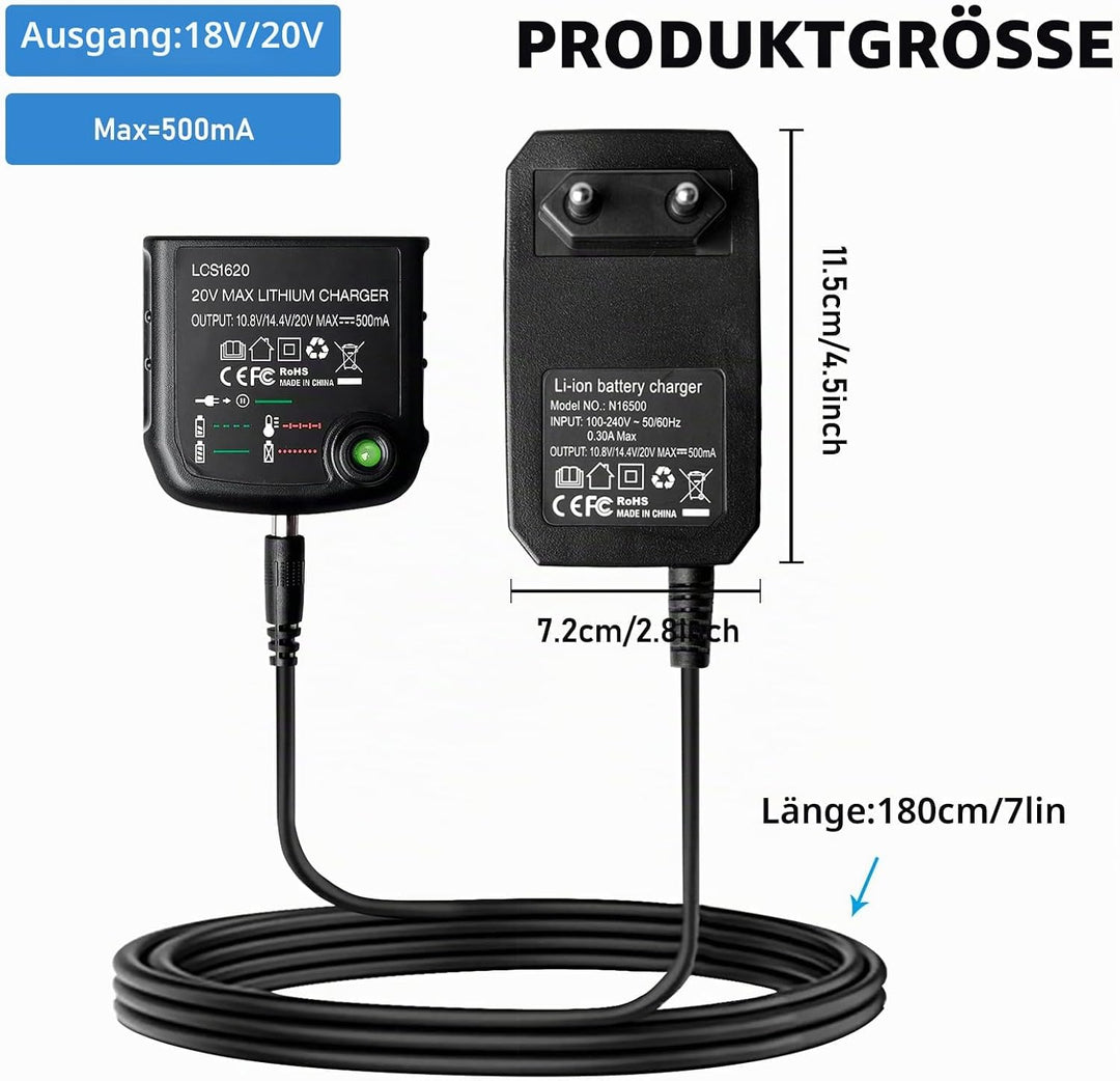 Ladegerät Kompatibel mit Black &amp; Decker, Ladegerät Lithium 18V/20V Lithium-Akku BL2018 BL2018-XJ LBX