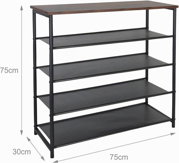 Relaxdays Schuhregal, HBT: 75x75x30 cm, 4 Vliesebenen für 12 Paar Schuhe, Ablage, Industrial Schuhab