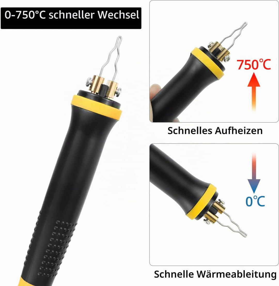 QWORK® Pyrographie Maschine, Brandmalerei Maschine mit Digitalanzeige, Brandmalerei Set 60W, Holzbre