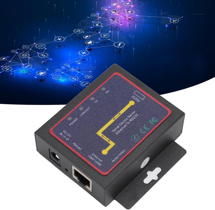 Asixxsix TXI022 RJ45 zu RS232 Serial Device Server, Iron RS232 zu IP Konverter Ethernet Bidirektiona