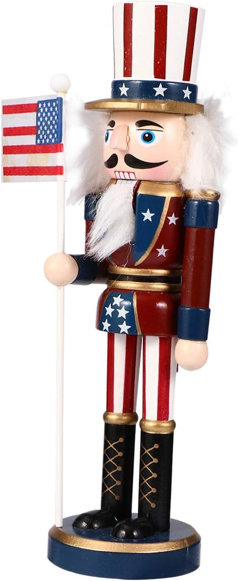 Veemoon 1 Stück Weihnachten Holz Nussknacker Soldat Holz Handbemalte Soldat Statue Klassische Tradit