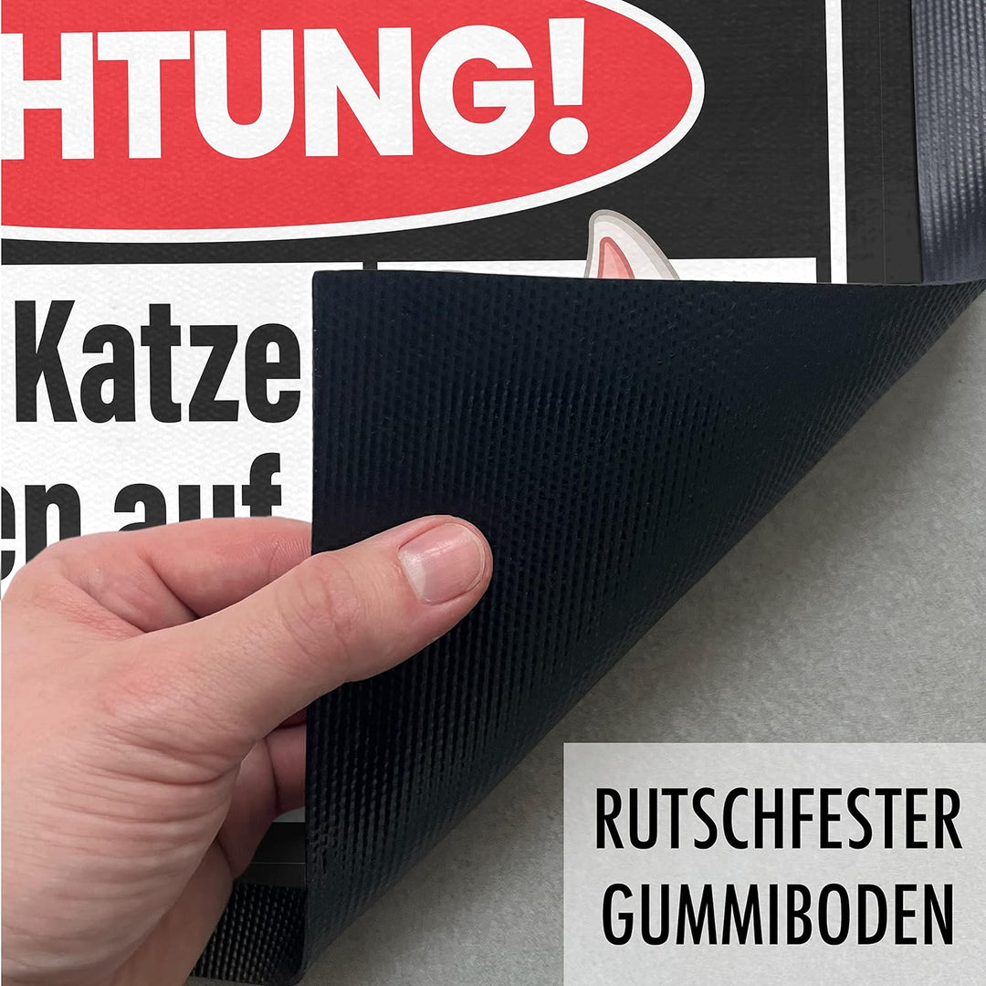 Trendation - Achtung Bissige Katze Fussmatte Geschenk Katzenbesitzer Lustige Fussmatte 60x40 cm Katz