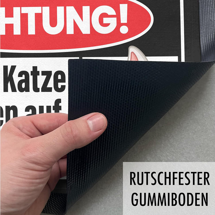 Trendation - Achtung Bissige Katze Fussmatte Geschenk Katzenbesitzer Lustige Fussmatte 60x40 cm Katz
