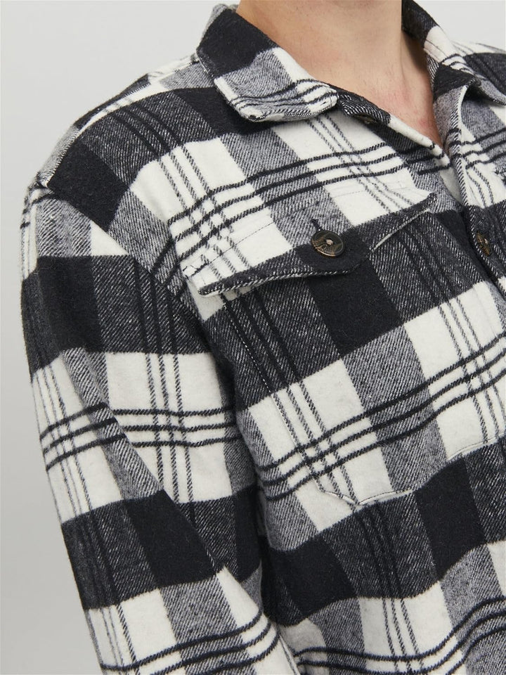 JACK & JONES Herren Jorollie Check Overshirt Ls Pls T-Shirt 3XL Navy Blazer, 3XL Navy Blazer