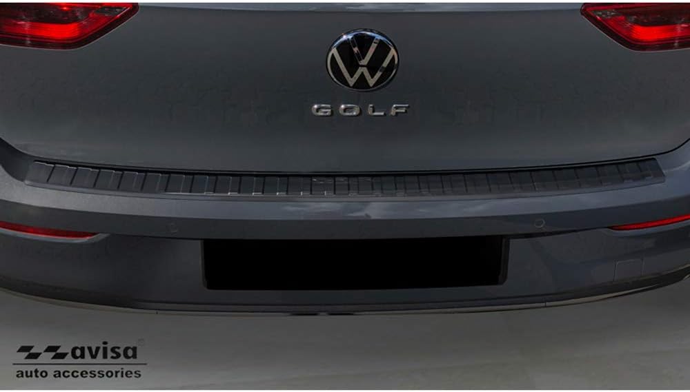 Avisa Schwarz Edelstahl Heckstossstangenschutz kompatibel mit Volkswagen Golf VIII HB 5-türer 2020-