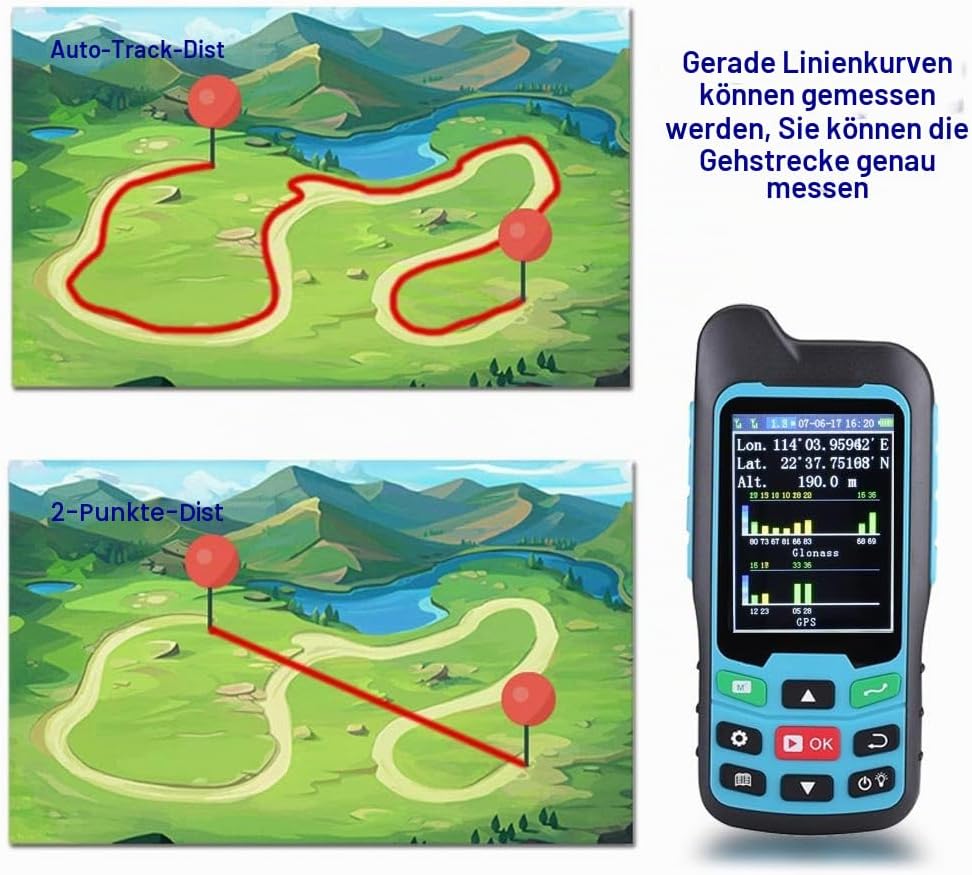 BEVA Handheld GPS GLONASS Beidou (Land Bereich Trail Messgerät, Display Messwerte, Figur Track und a