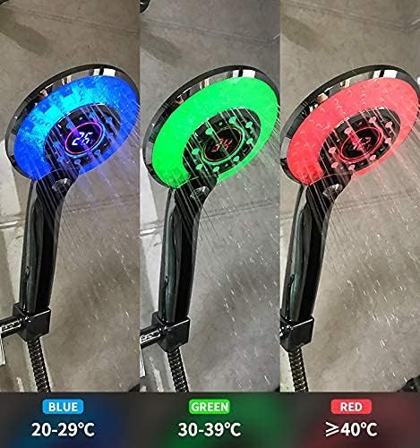 Duschkopf Led, 3 Farben Farbwechsel Temperaturregelung, Digitales LCD-Display, Handbrause mit Digita