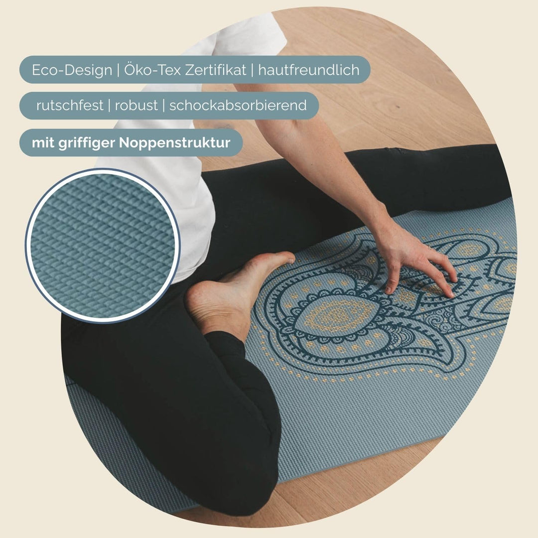 Yogamatte LEELA COLLECTION, viele Farbkombinationen und Design-Prints, Sticky Mat, leichte PVC-Matte