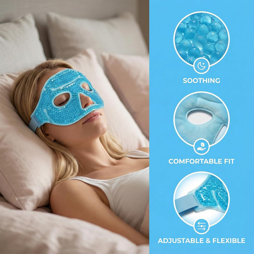 2 Stück Wiederverwendbare PVC-Gel Augenmaske, Kalt- und Warmtherapie Halbgesichts-Kompressen für Sch
