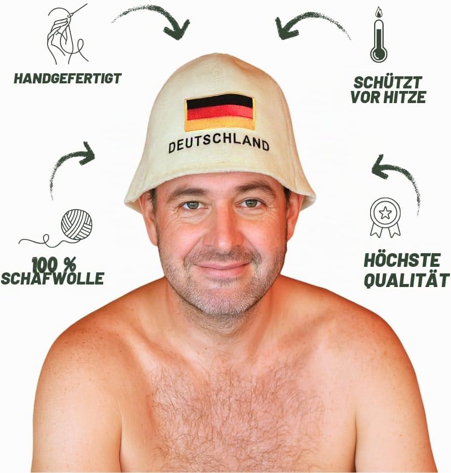 Saunahut für Damen und Herren aus Filz - Deutschland – Grau Saunahut für Herren und Damen aus 100Pro