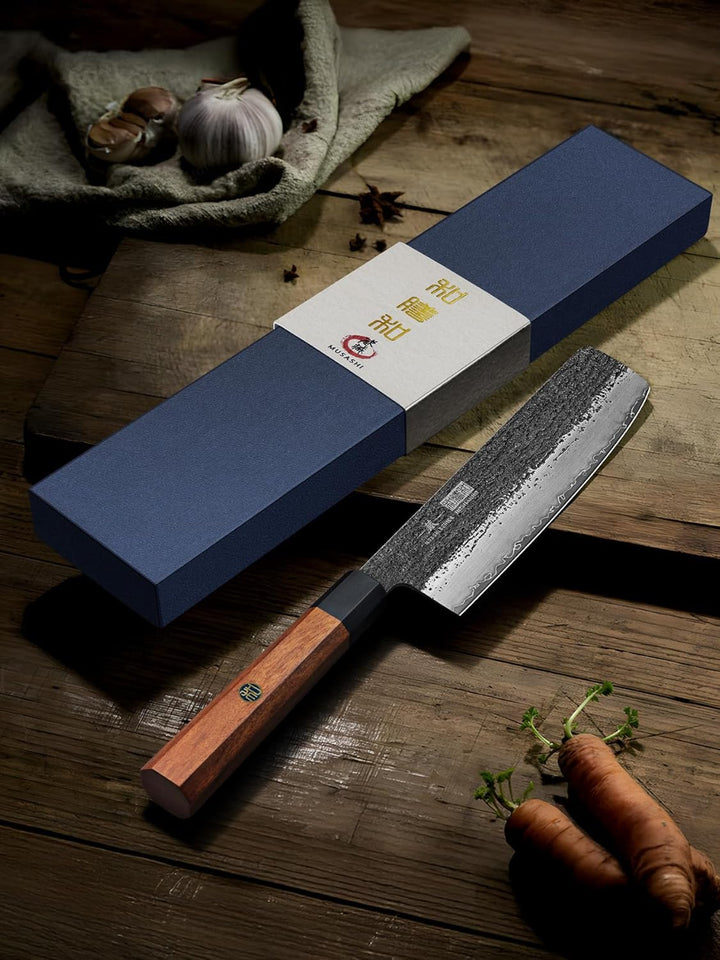 HOSHANHO 18cm Nakiri Messer, Japanisches Hackmesser aus Hochgekohltem Stahl, Professionelles Fleisch